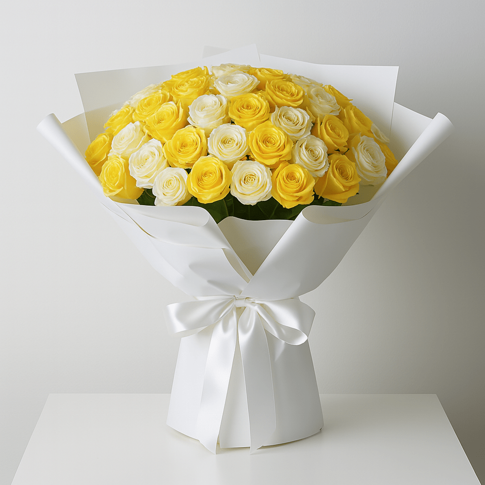 Bouquet Rose Bianche e Gialle - DELUXY