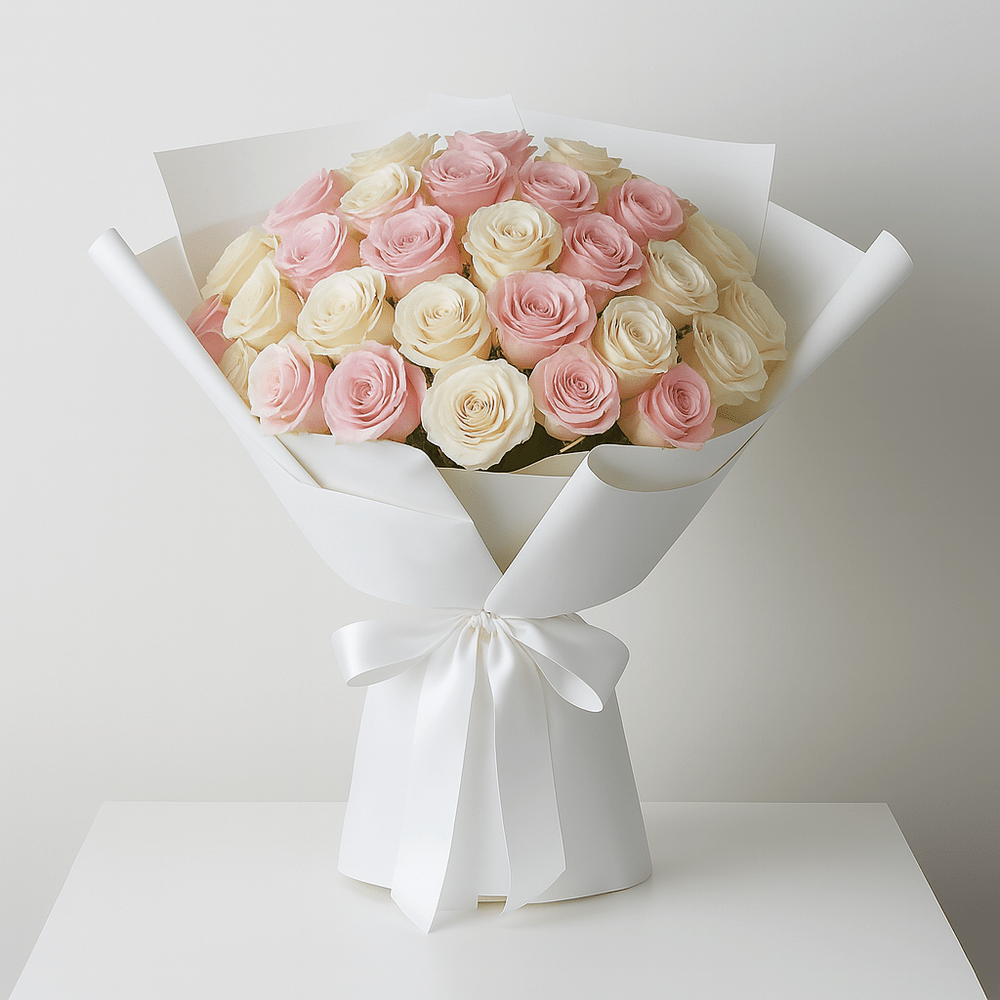 Bouquet Rose Bianche e Rosa - DELUXY