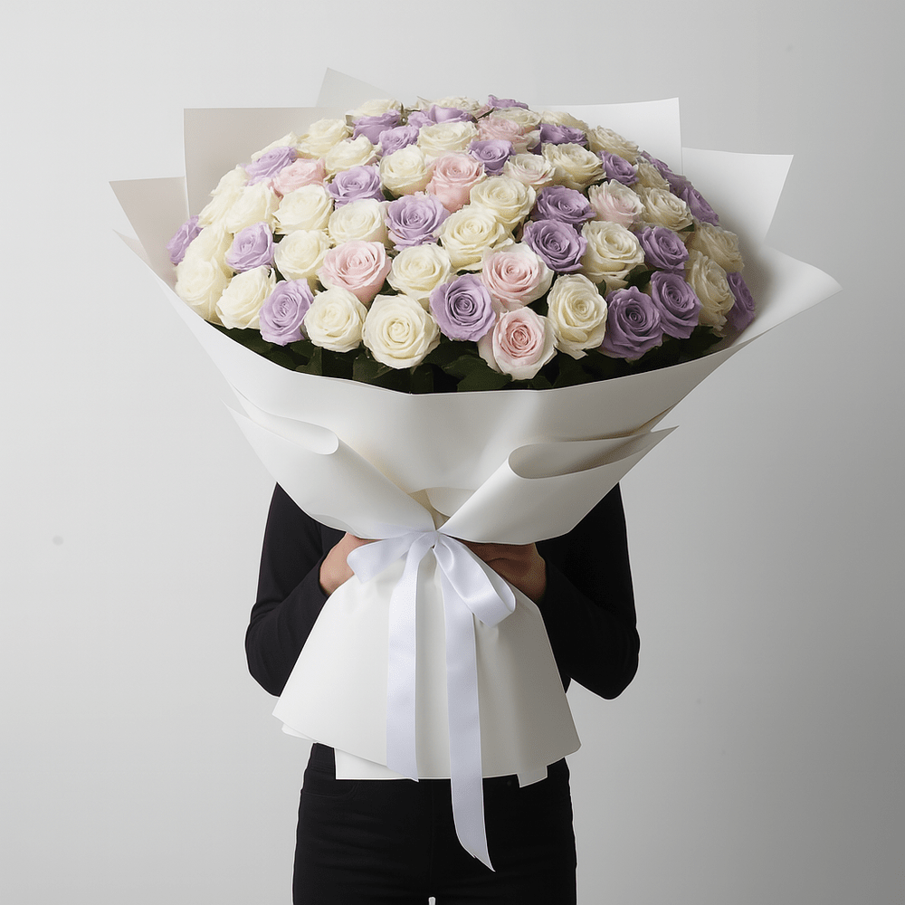 MAXI Bouquet Rose Rosa, Bianche e Viola - DELUXY