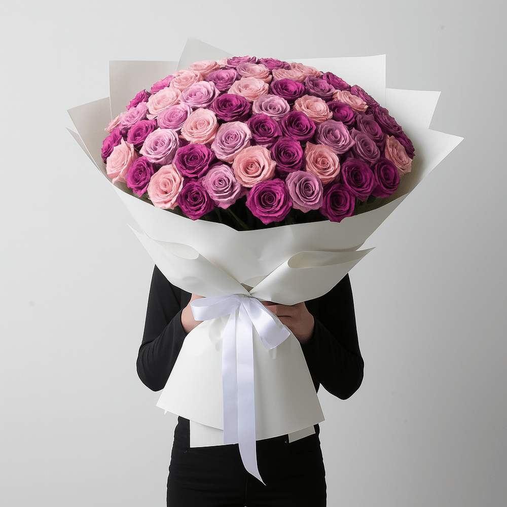 MAXI Bouquet Rose Rosa, Viola Chiaro e Scuro - DELUXY
