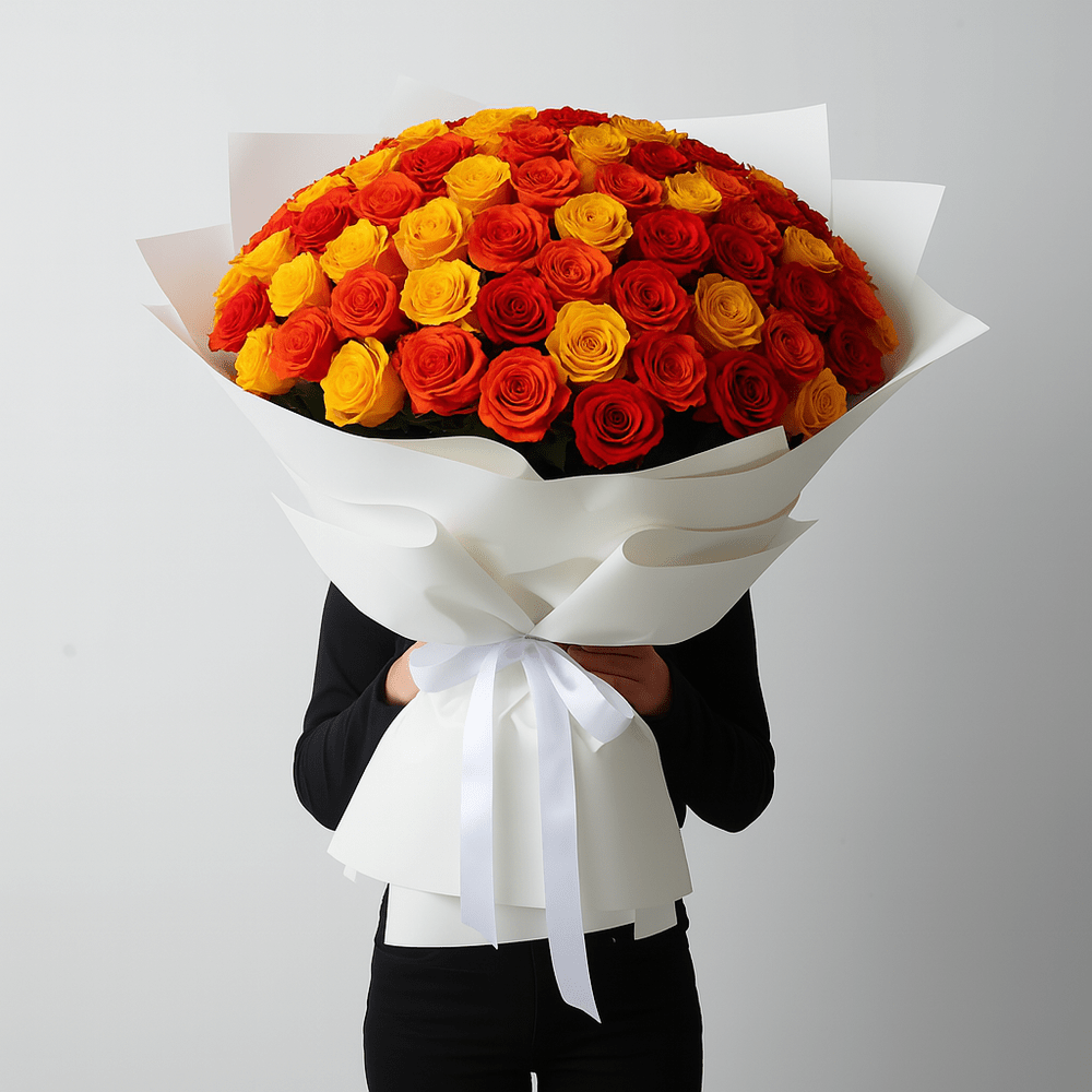 MAXI Bouquet Rose Rosse, Gialle e Arancioni - DELUXY