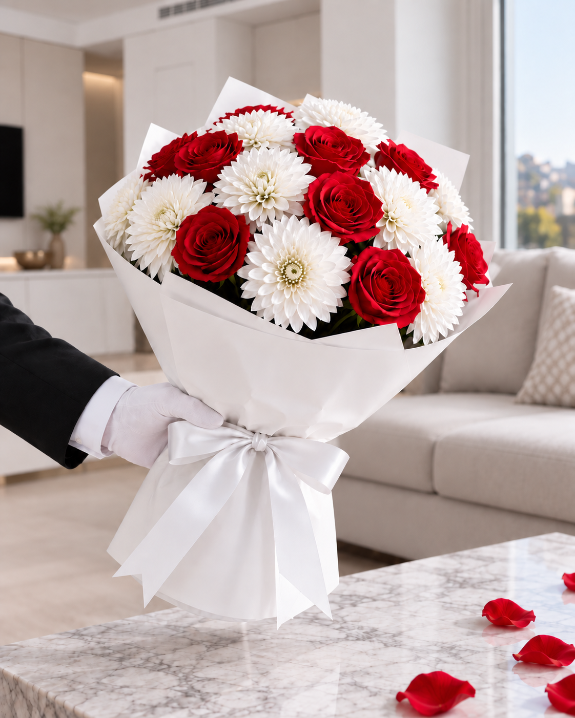 bouquet dalie rosa e rose .png