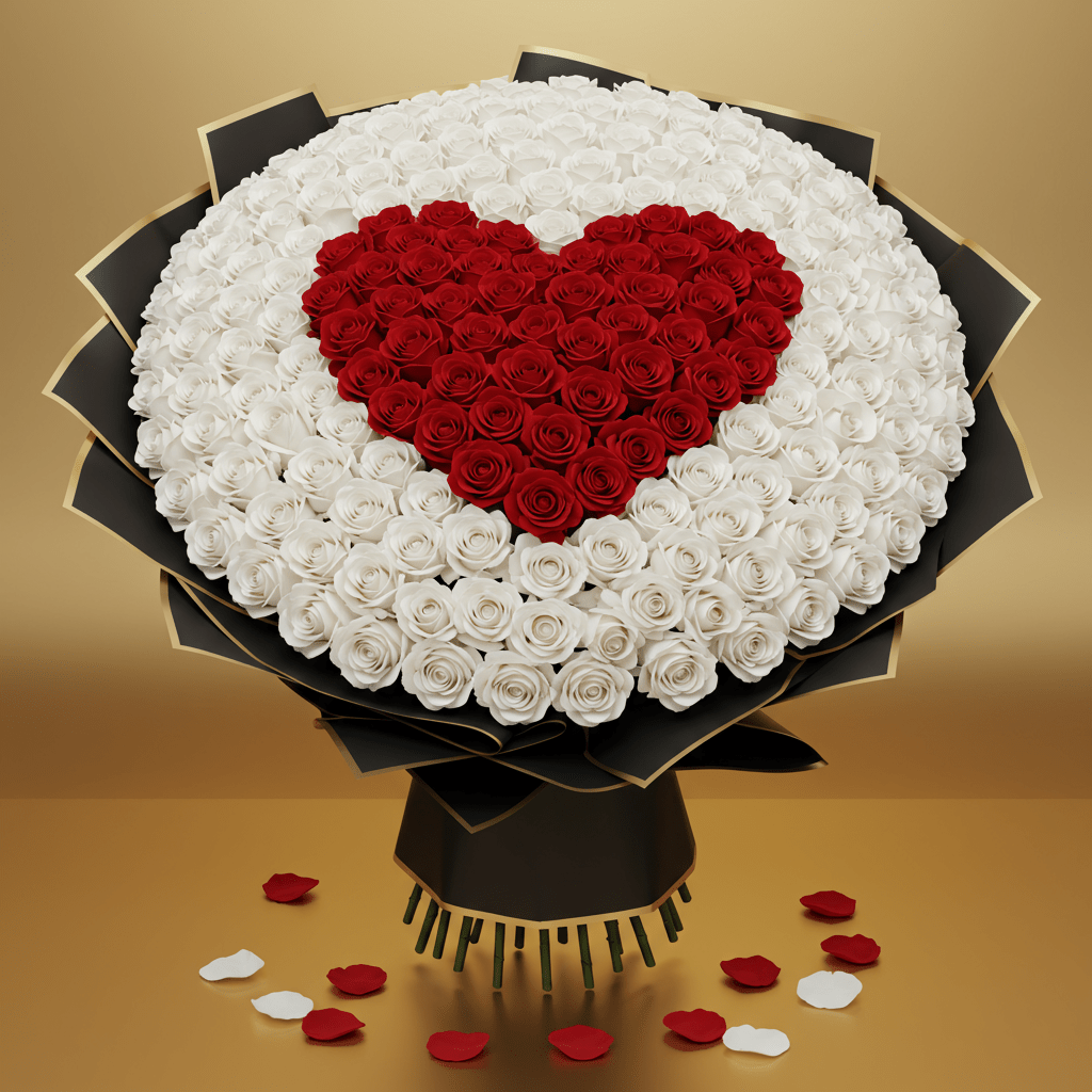 251 Heart Luxury Roses - DELUXY