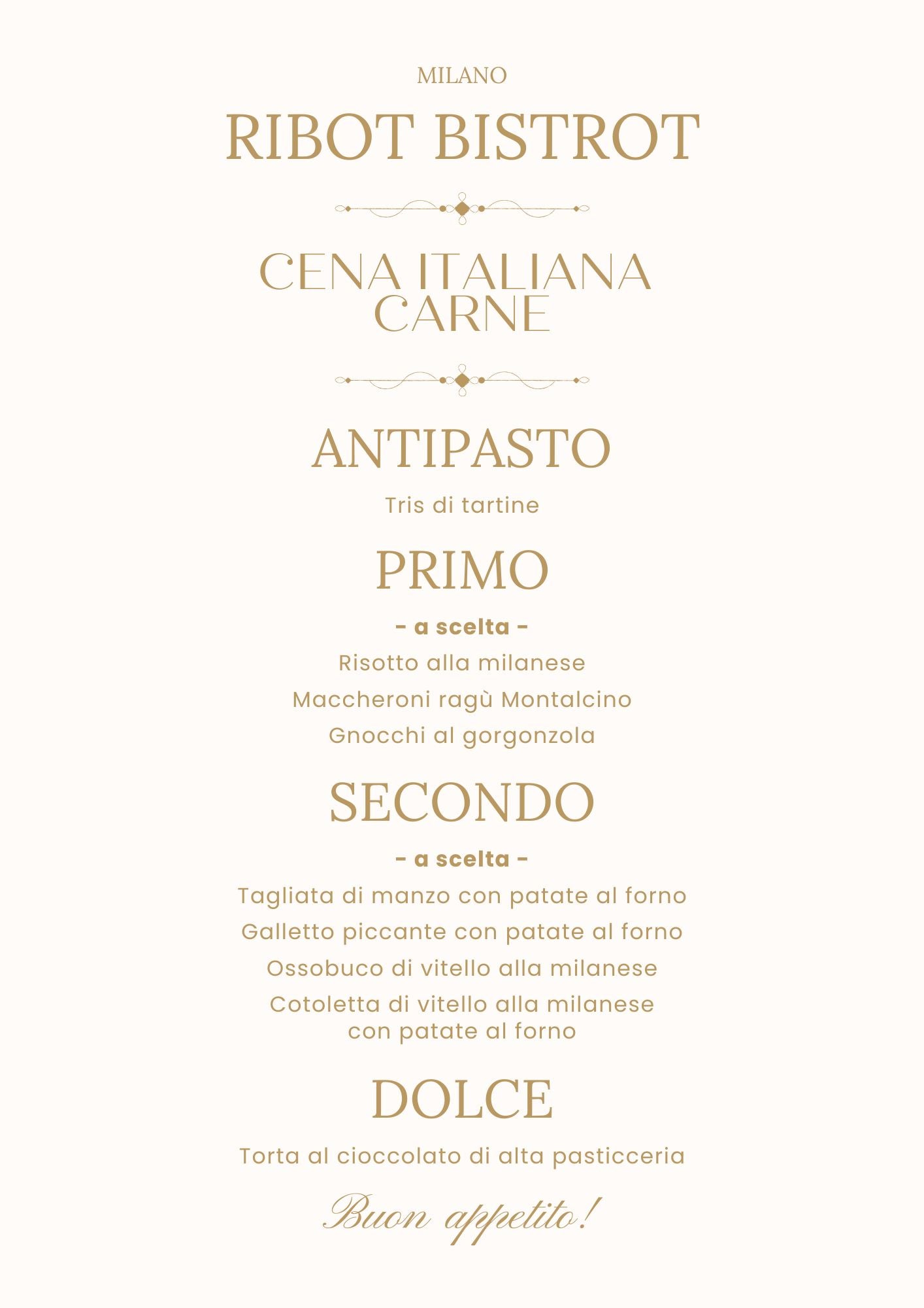 Italian Birthday Dinner - Meat Menu (2 People)