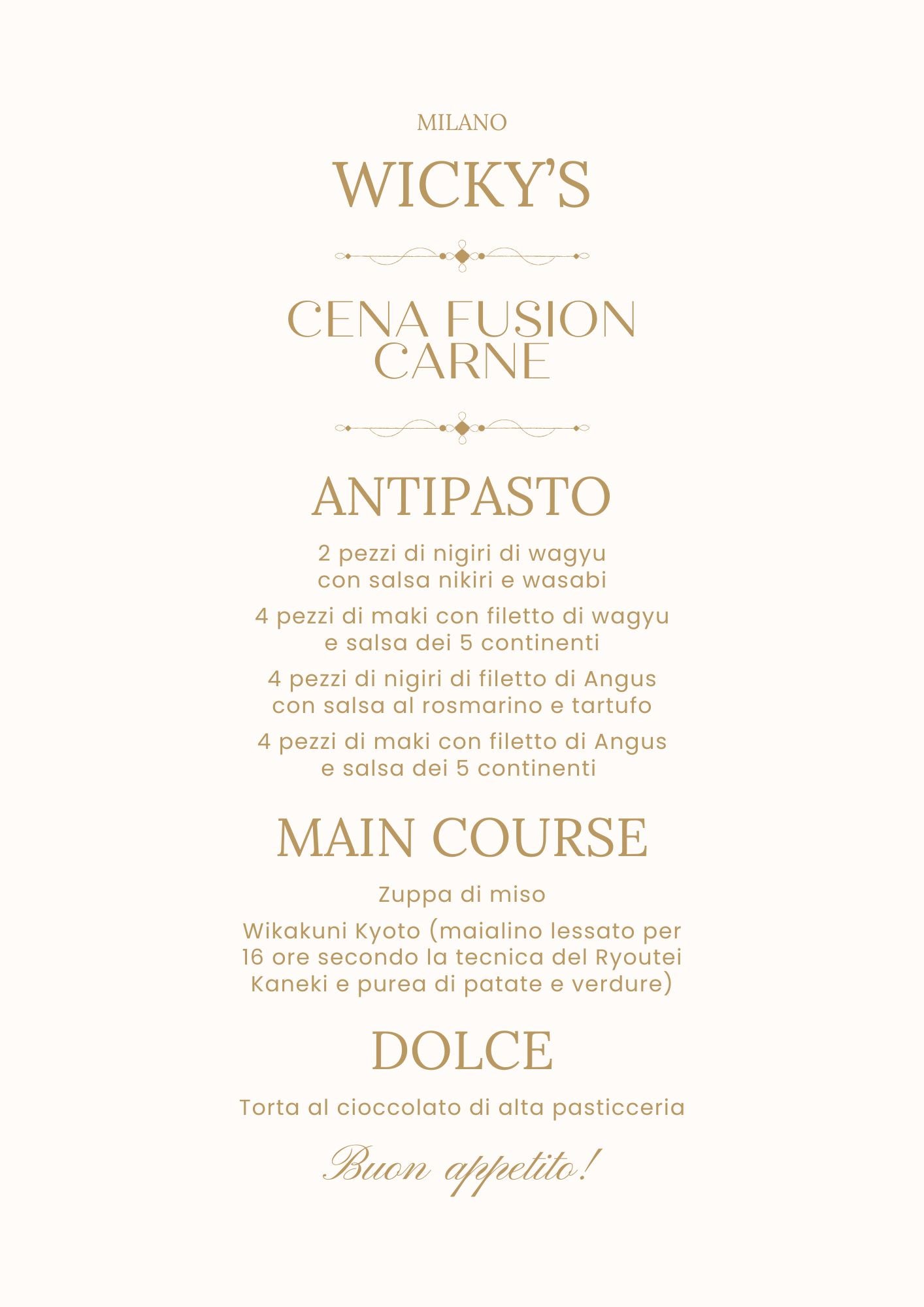 Cena Fusion Compleanno - Menù Carne (2 Persone)