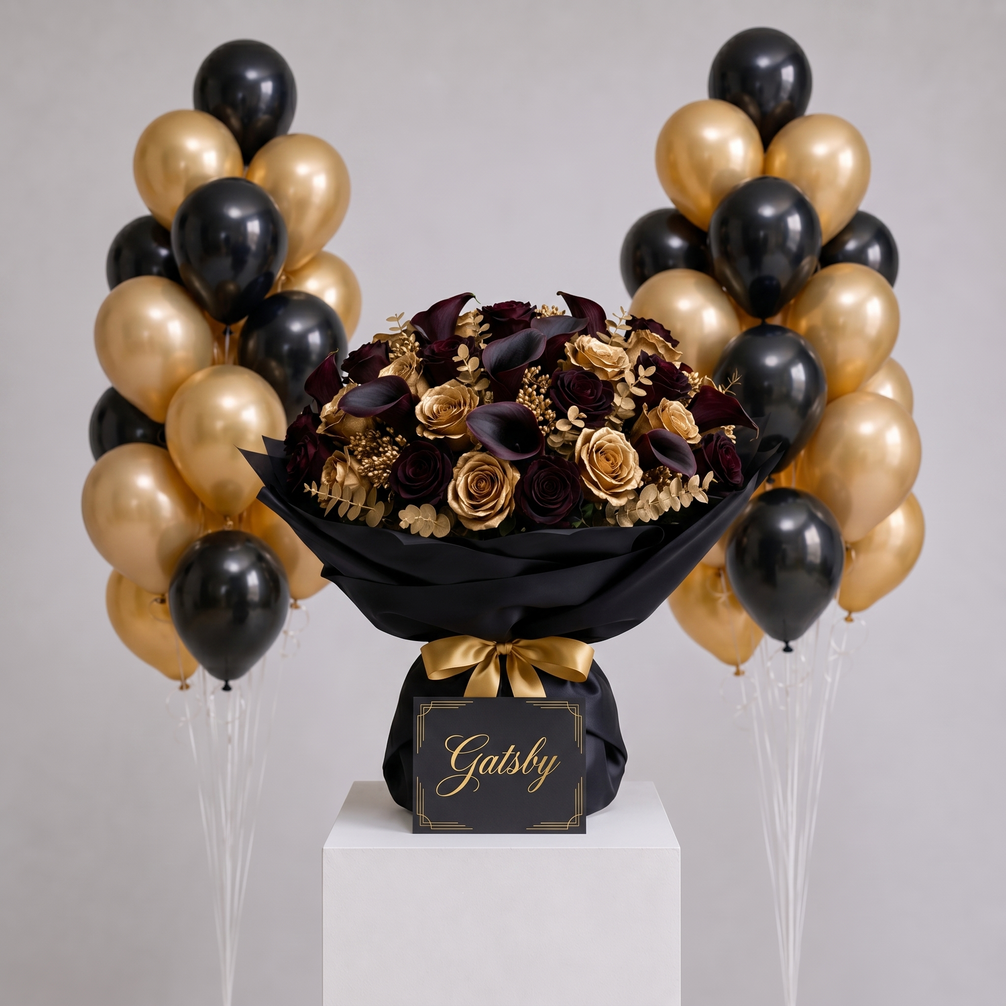 Set Grande Gatsby - Bouquet, Torta e Palloncini