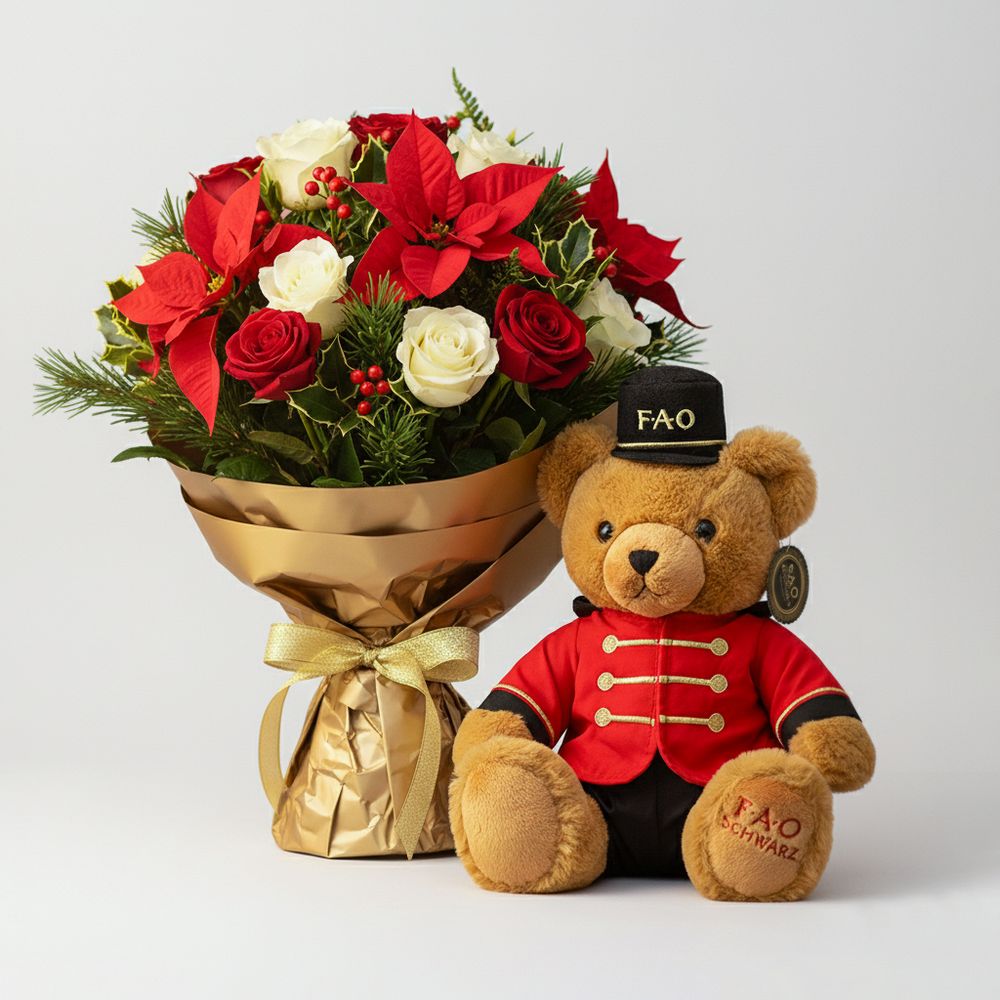 Bouquet Natalizio e Orsacchiotto Personalizzato - DELUXY