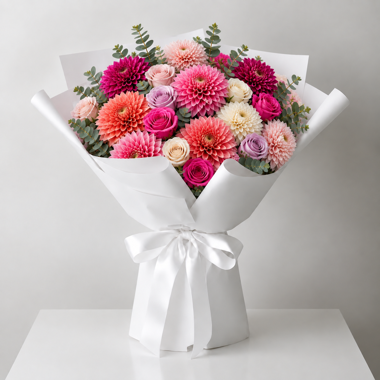 bouquet dalie rosa e rose .png