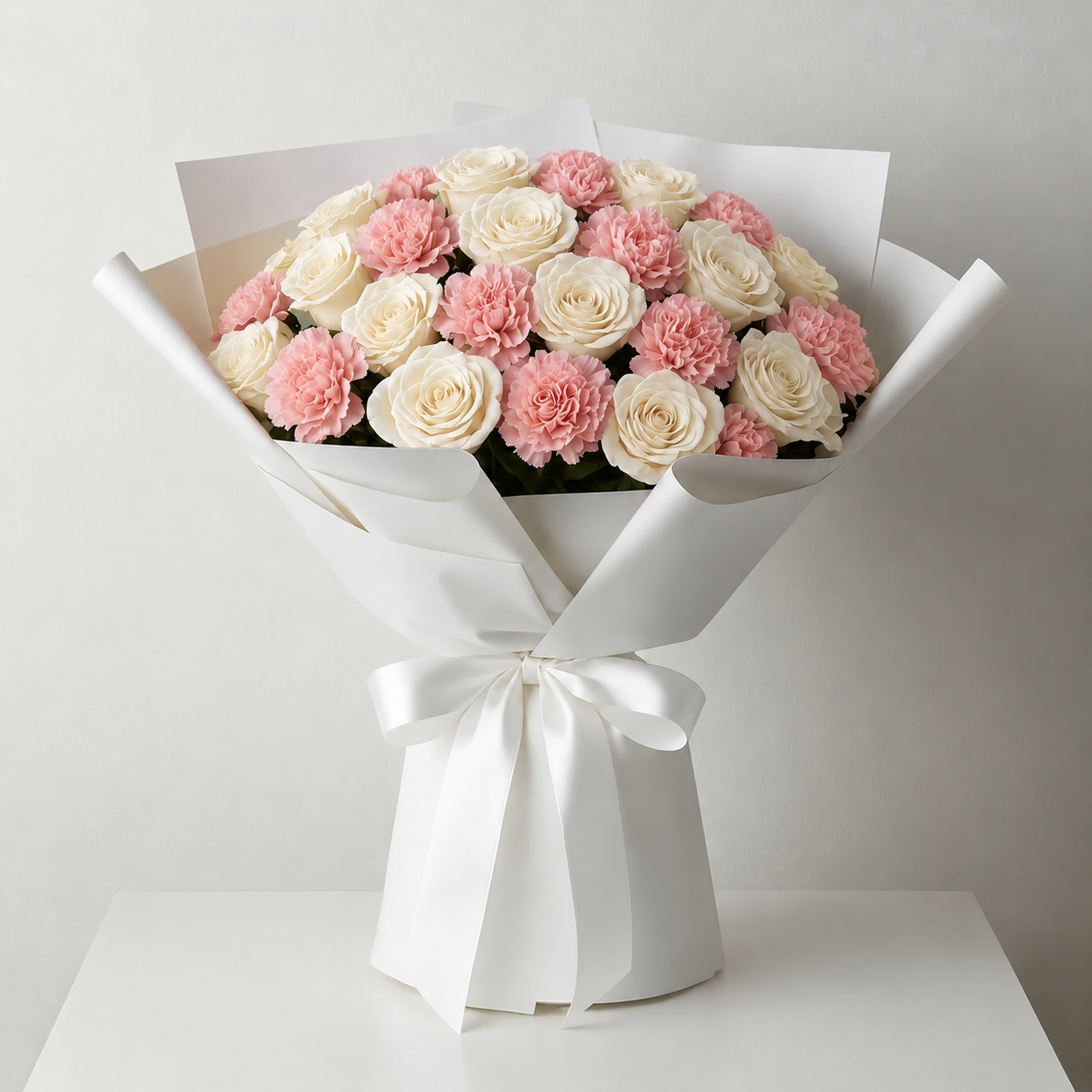 bouquet garofani rosa e rose bianche.png