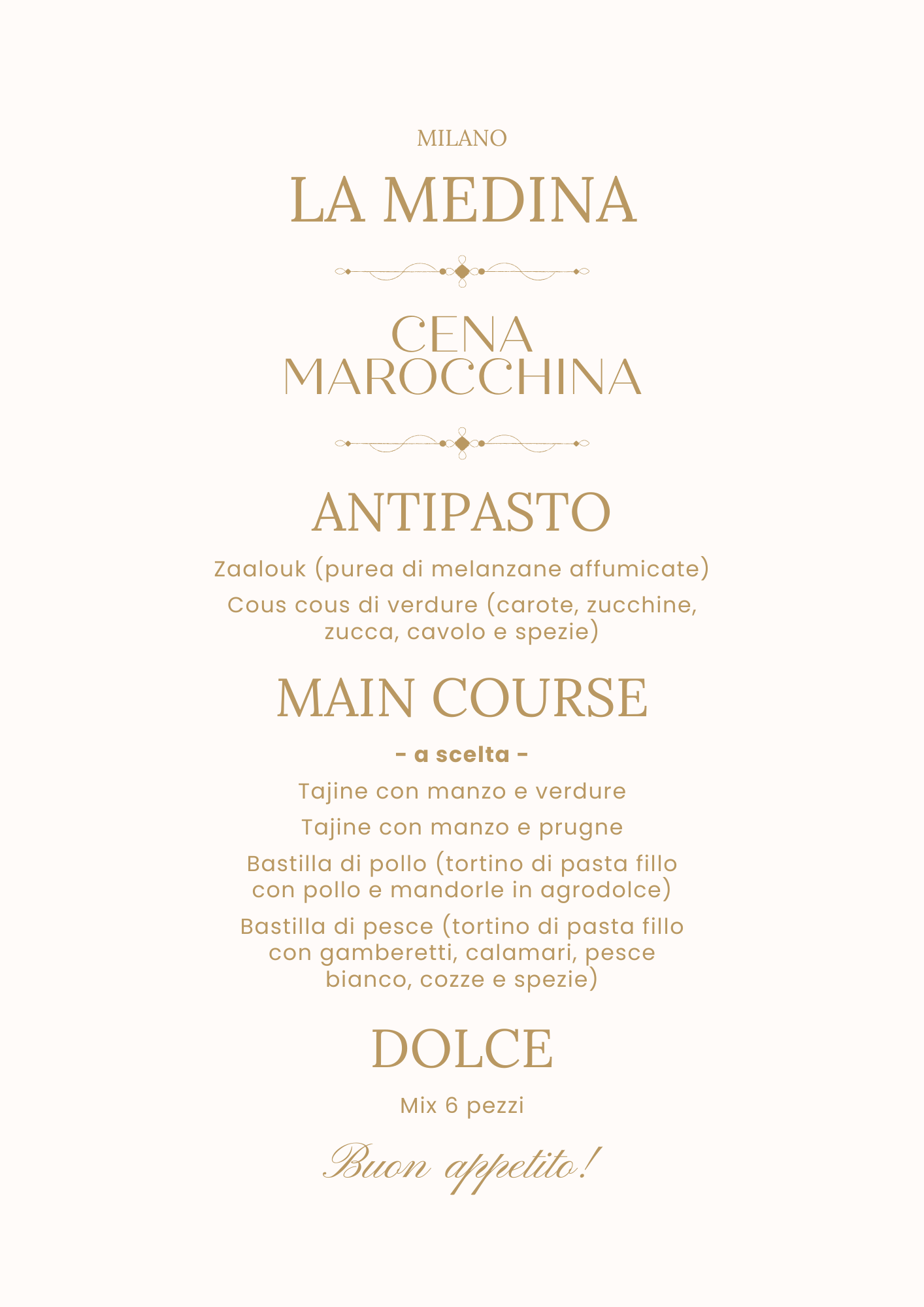 Cena Romantica Marocchina - Menù Carne/Pesce (2 Persone) - DELUXY