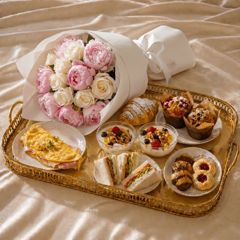 Colazione "Congratulations" con fiori (2 Persone) - DELUXY