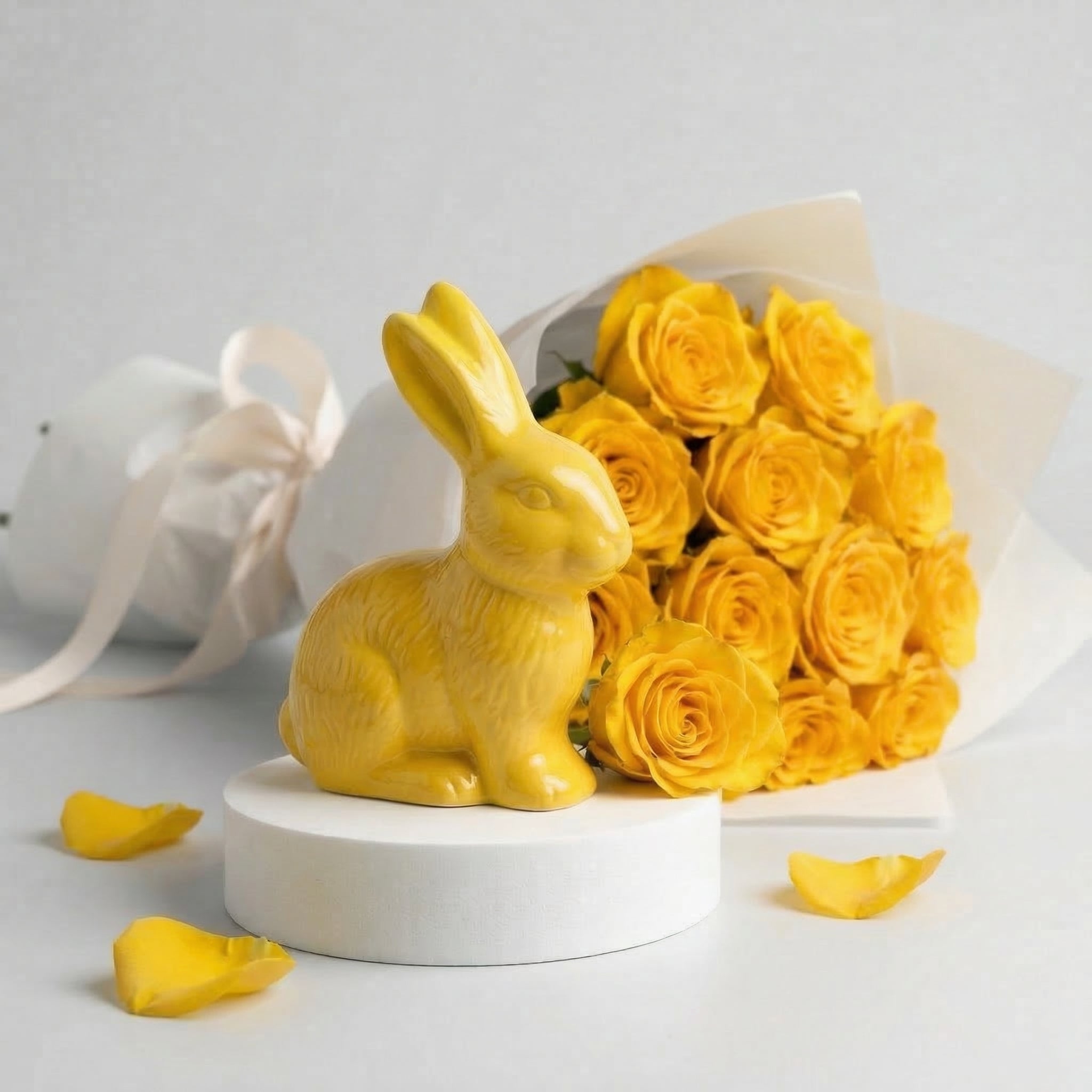 Coniglietto di Cioccolato e Fiori Gialli - DELUXY