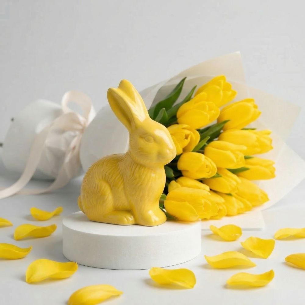 Coniglietto di Cioccolato e Fiori Gialli - DELUXY