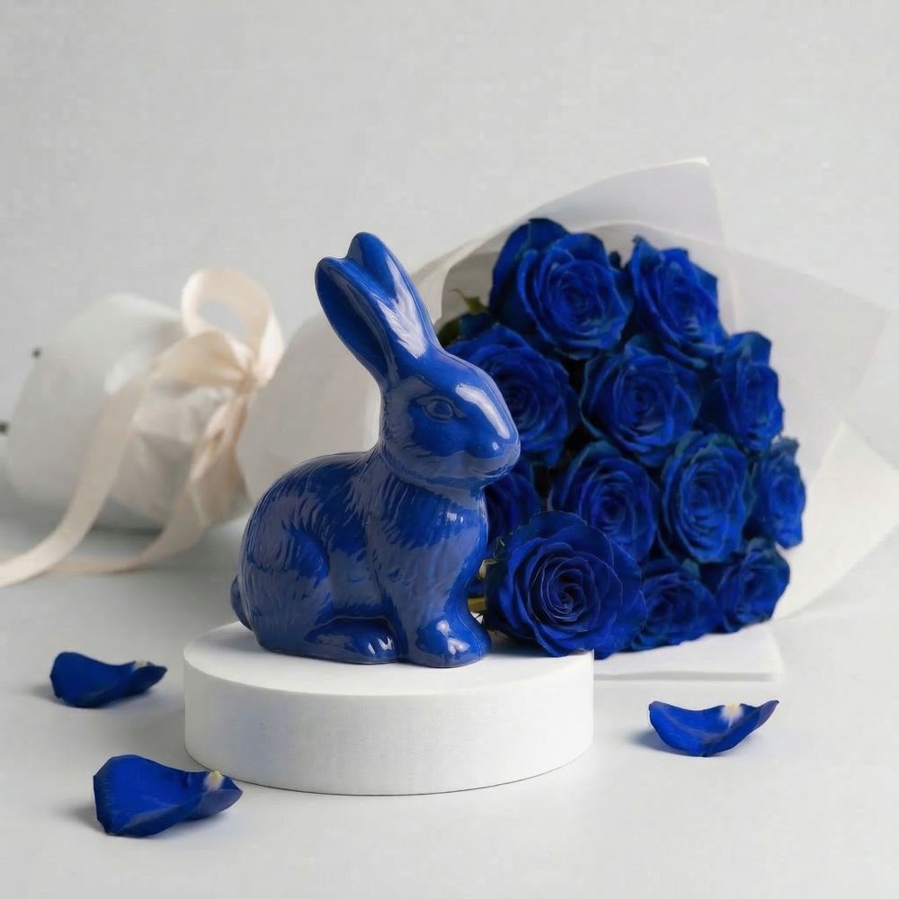 Coniglietto di Cioccolato e Rose Blu - DELUXY