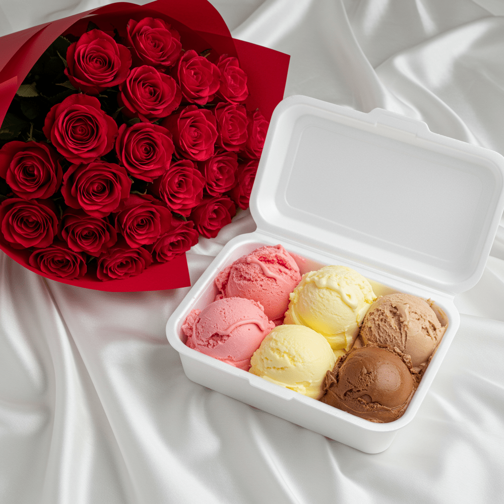 Gelato Artigianale e Rose Rosse - DELUXY