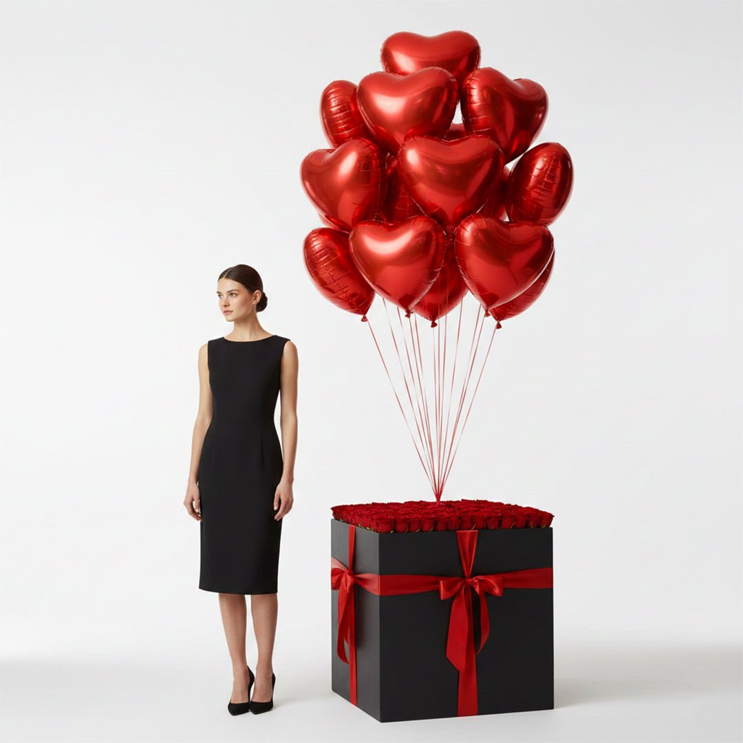 Heart Air Balloon Luxury Roses - DELUXY