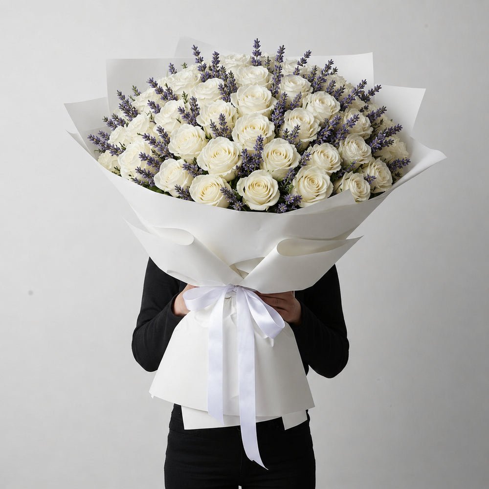 MAXI Bouquet Lavanda e Rose Bianche - DELUXY