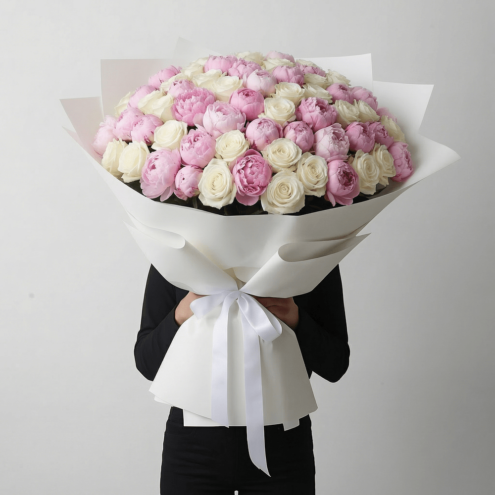 MAXI Bouquet Rose Bianche e Peonie Rosa - DELUXY