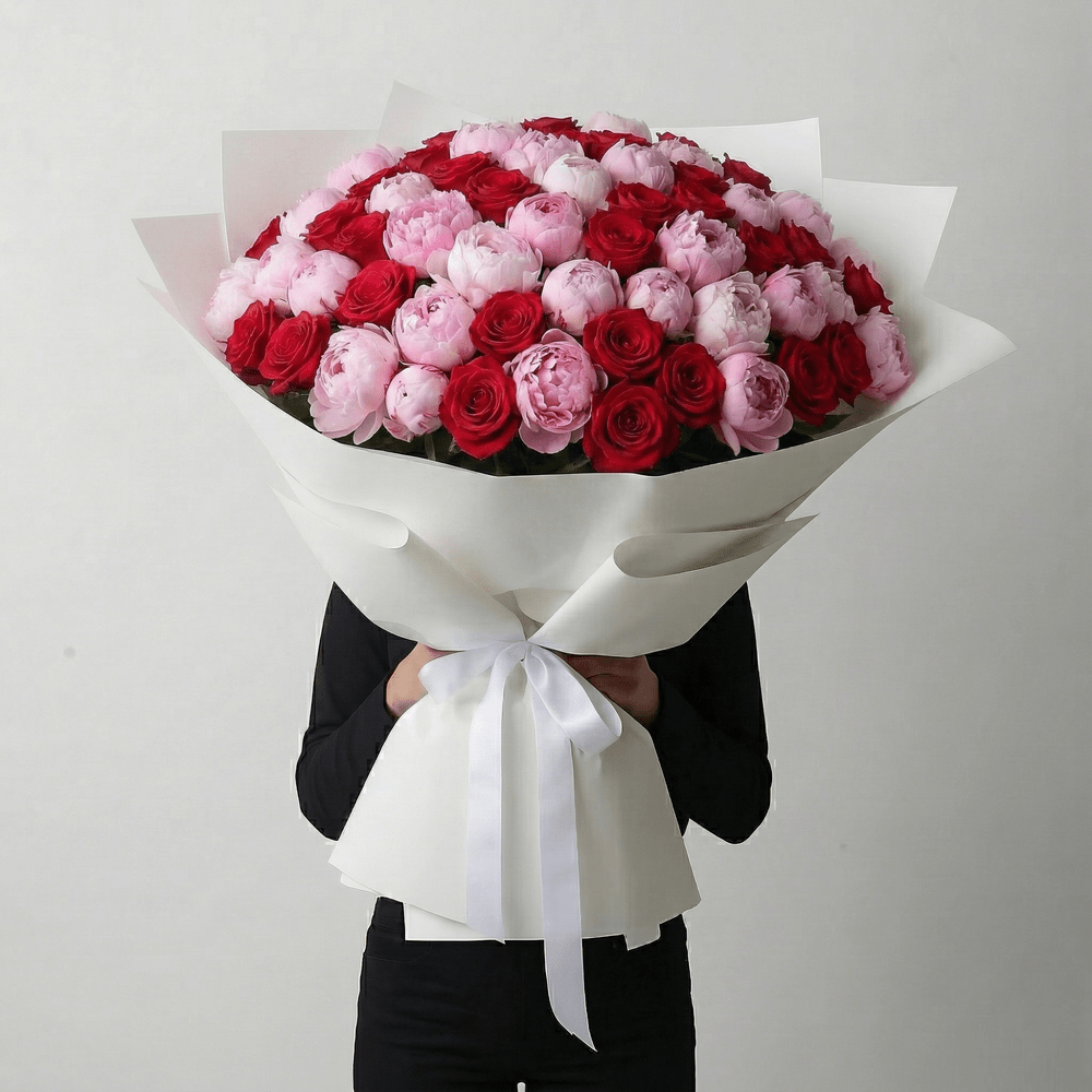 MAXI Bouquet Rose Rosse e Peonie Rosa - DELUXY
