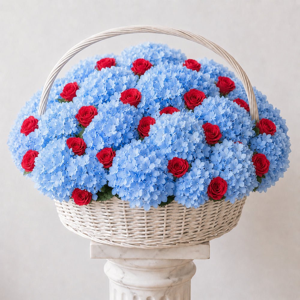 MAXI Cesto Ortensie Azzurre e Rose - DELUXY