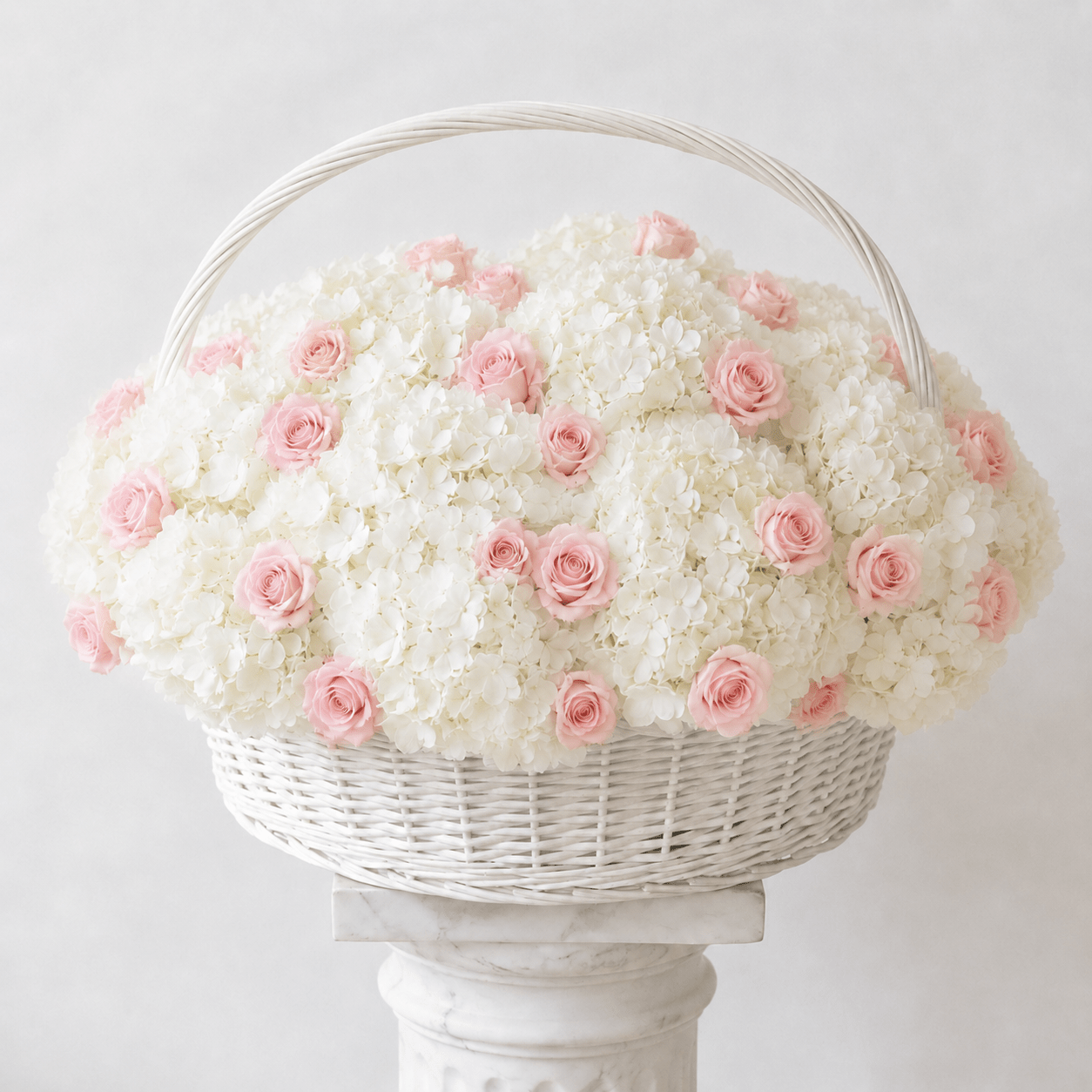 MAXI Cesto Ortensie Bianche e Rose - DELUXY