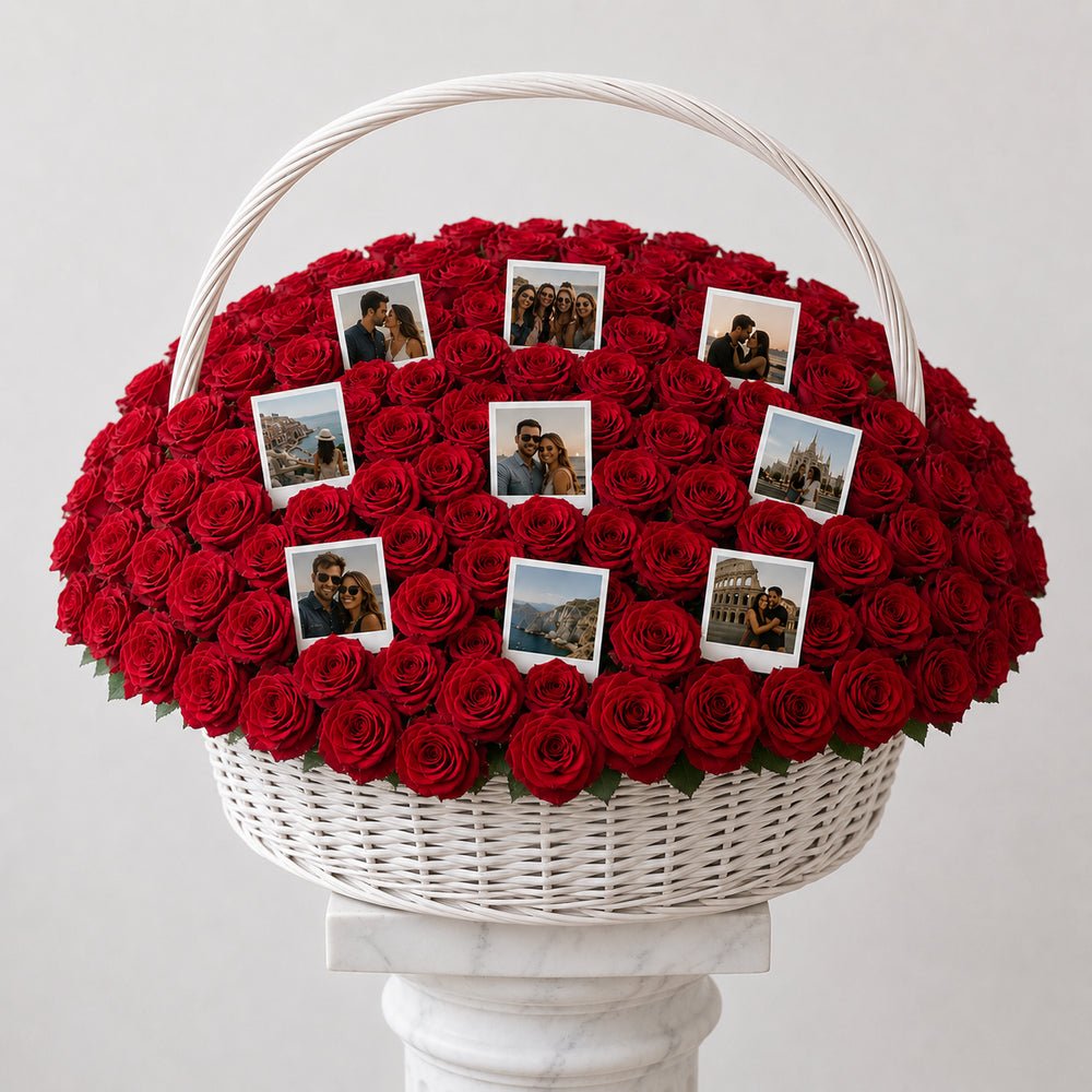 MAXI Cesto Rose Rosse e Polaroid - DELUXY