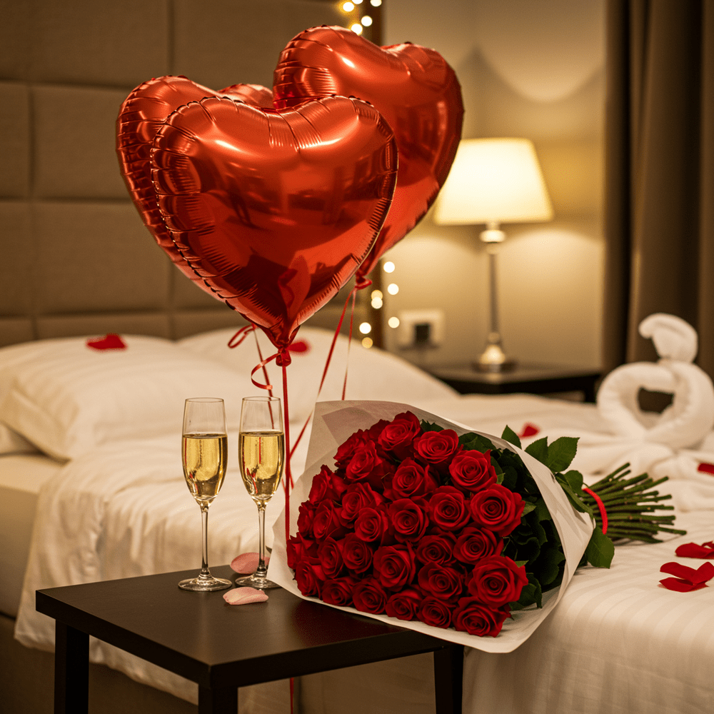 Rientro Romantico - Rose, Palloncini e Prosecco - DELUXY