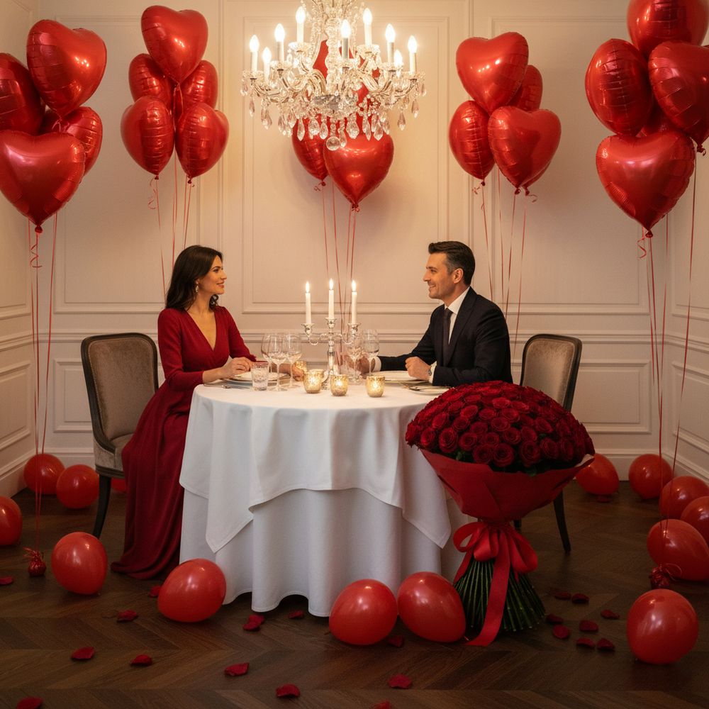 Ristorante Privato con Cuori e Rose Rosse - DELUXY