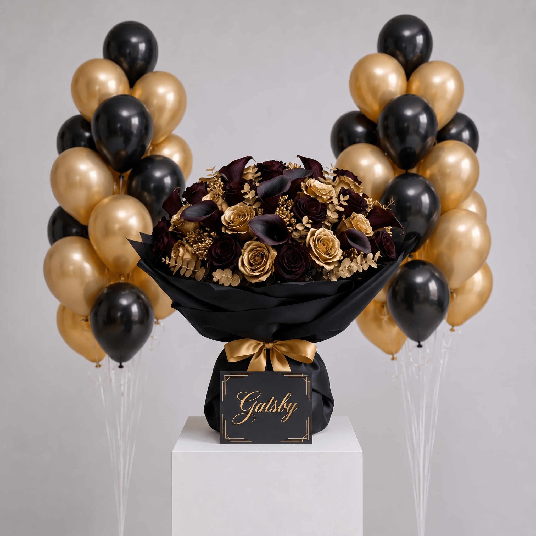 Set Grande Gatsby - Bouquet, Torta e Palloncini - DELUXY