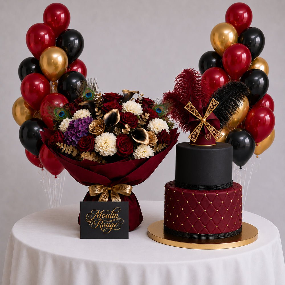 Set Moulin Rouge - Bouquet, Torta e Palloncini - DELUXY