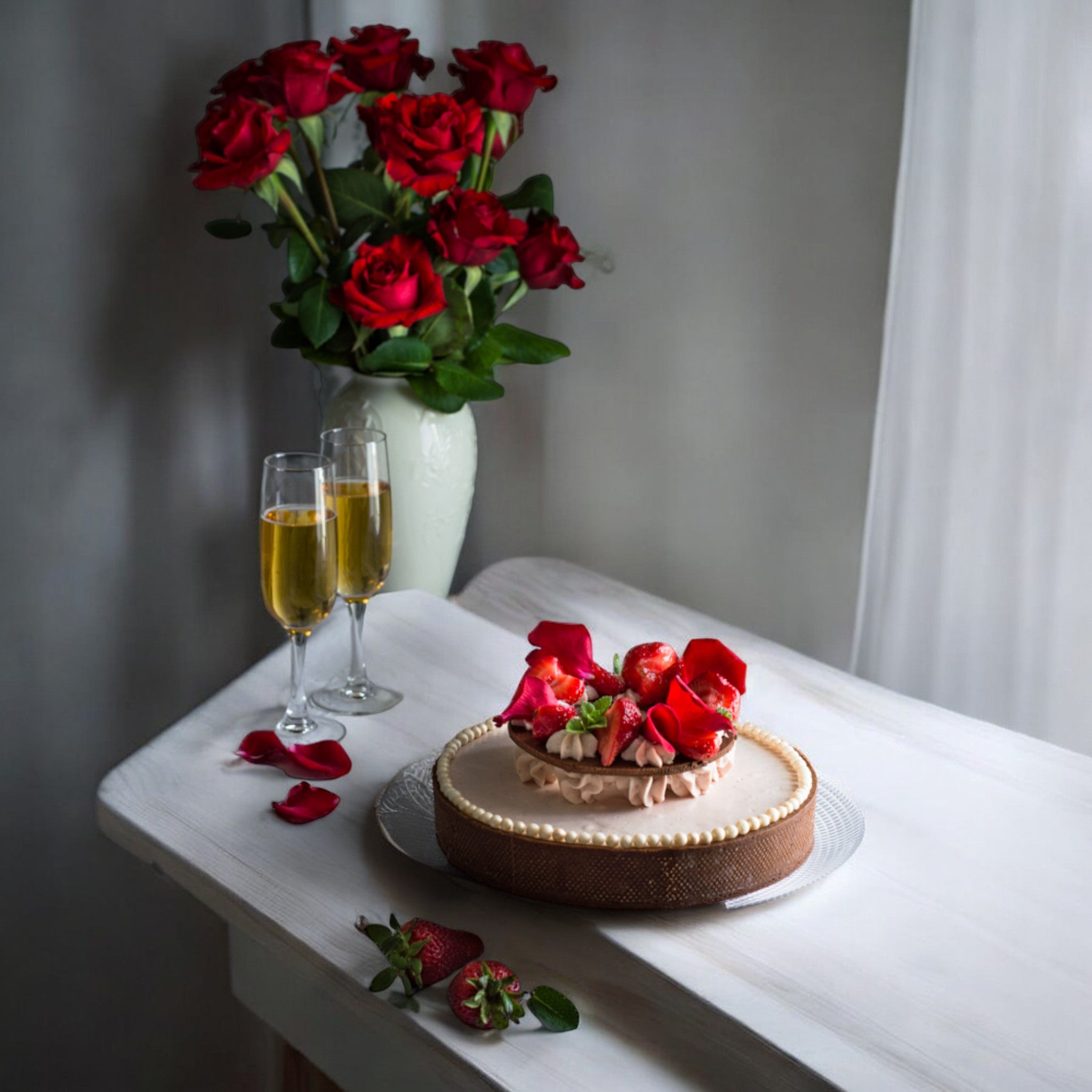 Set Torta Luxury (con Champagne e Fiori) - DELUXY