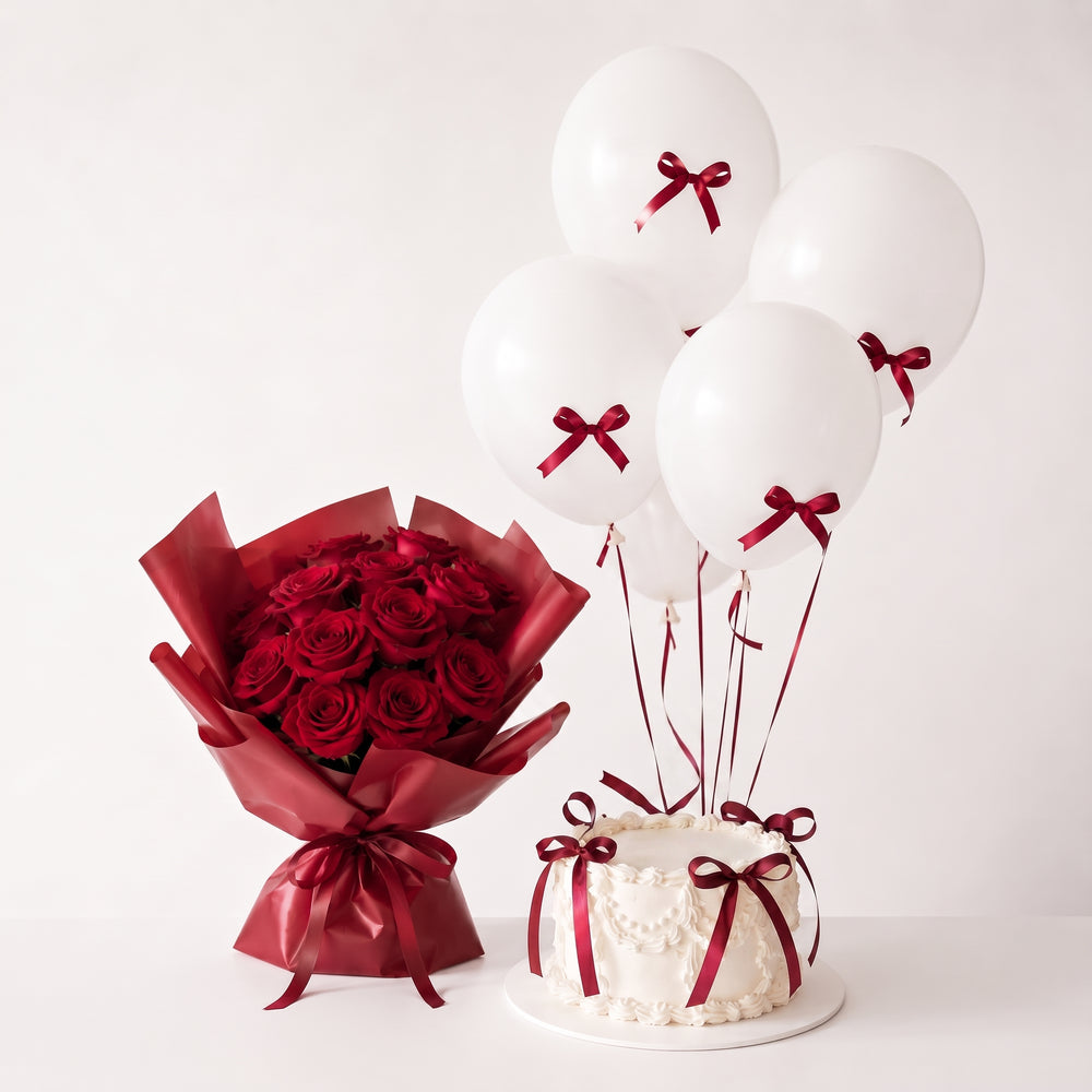 Set Vintage Party - Torta, Palloncini e Bouquet