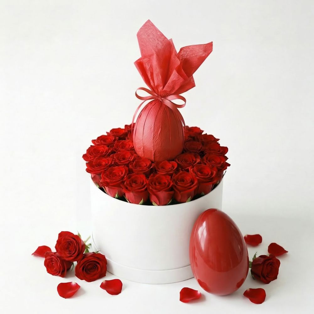 Uovo di Pasqua e Rose d'Autore - RED - DELUXY