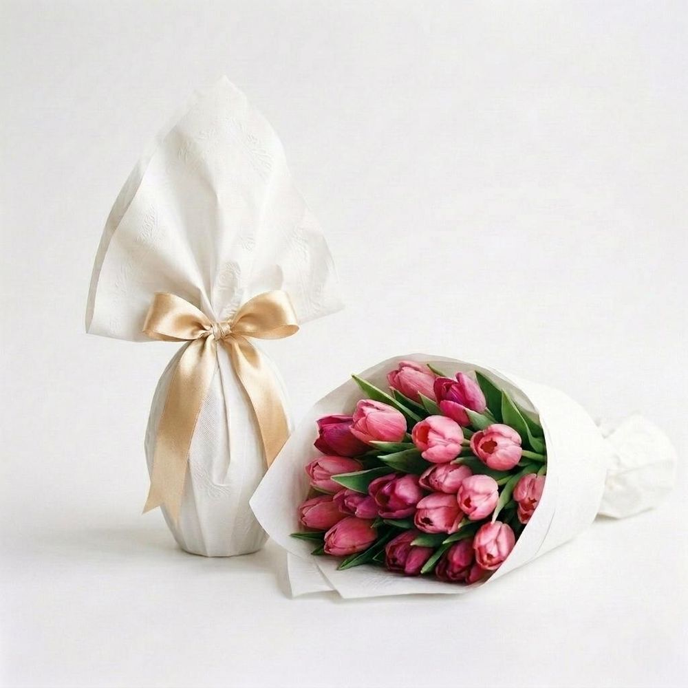 Uovo di Pasqua e Tulipani Rosa - DELUXY