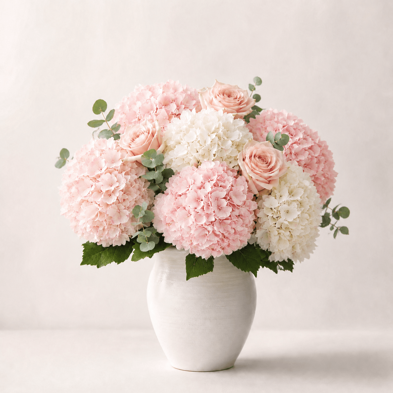 Vaso Ortensie con Rose Rosa - DELUXY