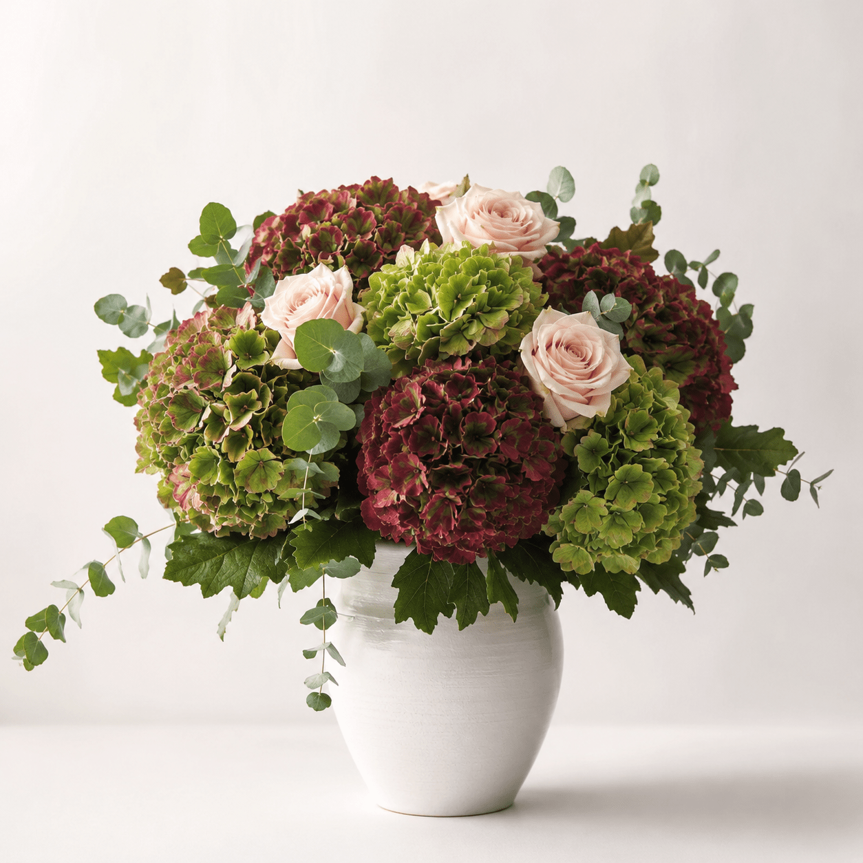 Vaso Ortensie con Rose Rosa - DELUXY