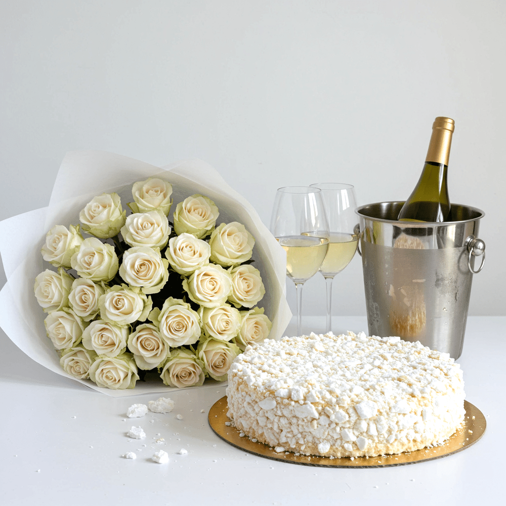 White Set - Rose, Torta & Vino Bianco - DELUXY