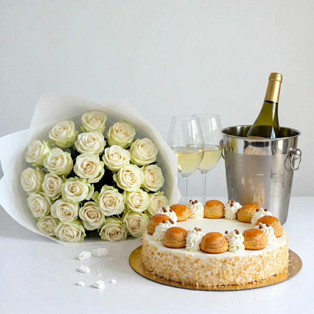 White Set - Rose, Torta & Vino Bianco - DELUXY